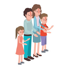 parents couple with son and daughter isometric vector illustration design