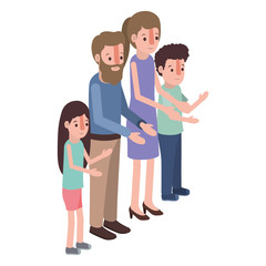Fototapeta premium parents couple with son and daughter isometric vector illustration design