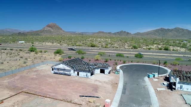 Aerial Arizona New Home Construction Site Fly Over