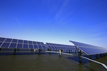 Solar panels on the water
