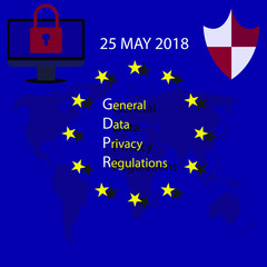 GDPR - General Data Privacy Regulations 25 May 2018. Vector illustration