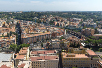 Obraz premium Amazing Panorama to Vatican and city of Rome from dome of St. Peter's Basilica, Italy