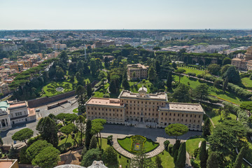 Fototapeta premium Amazing Panorama to Vatican and city of Rome from dome of St. Peter's Basilica, Italy