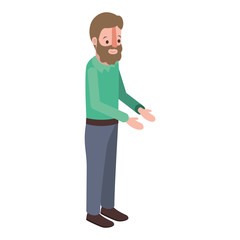 isometric man with beard avatar character vector illustration design