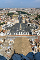 Fototapeta premium Amazing Panorama to Vatican and city of Rome from dome of St. Peter's Basilica, Italy