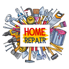 Home repair tool poster for conctruction design