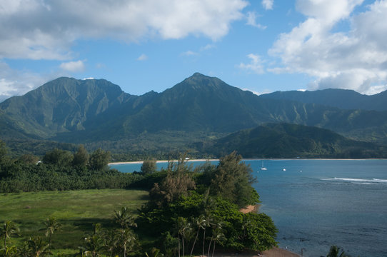 Hanalei Bay on west coast of Kauai Island, Hawaii