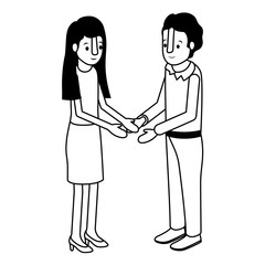 couple isometrics avatars characters vector illustration design