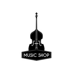 Volin Icon. Music shop logo. Music store label emblem. Musical instrument symbol. Vector.