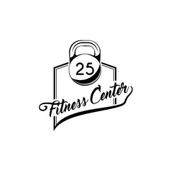 Kettlebell icon. Fitness center logo label emblem. Creative design. Vector.