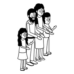 parents couple with son and daughter isometric vector illustration design