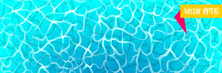 Hello summer pattern poster. Sea water pool waves vector background illustration. Travel tropical relax spa banner. Clear underwater template.