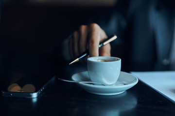 cup of coffee on table