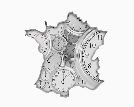 France FR Clock Time Passing Forward Future 3d Illustration
