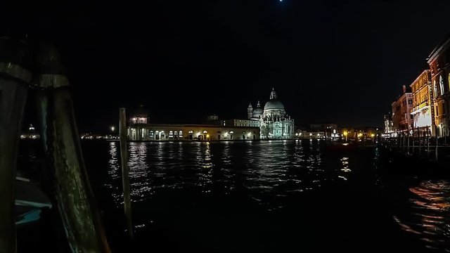 Timelapse of basilica di Santa Maria della Salute and Punta della Dogana in Venice Italy 4K