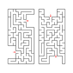 A set of two rectangular labyrinths. Simple flat vector illustration isolated on white background. With a place for your image.