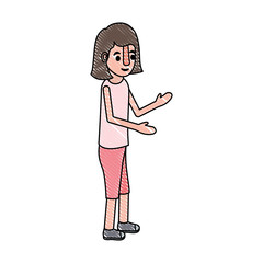 isometric little girl character vector illustration design