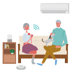 AI家電のある暮らし　イラスト　シニア
