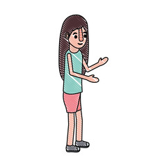 isometric little girl character vector illustration design