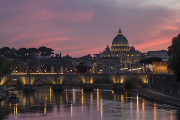 Naklejka na ściany i meble Vatican at Night with Street 