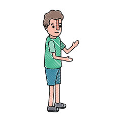 isometric little boy character vector illustration design