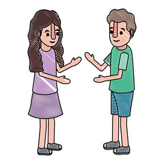 isometric little kids couple character vector illustration design