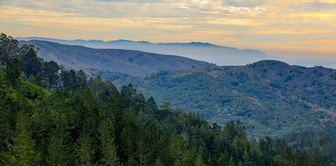 Fog rolling in around Mount Tamalpais north of San Francisco California