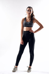 athletic woman exercises