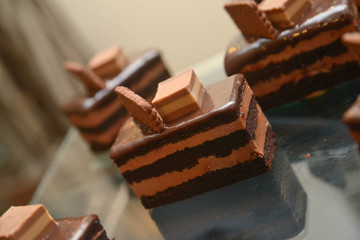 cake with chocolate two colours and cookie