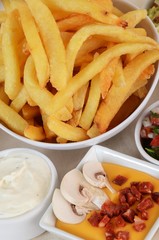 french fries with mushrooms and other ingredients