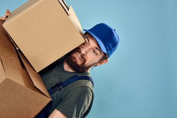 man with cardboard box