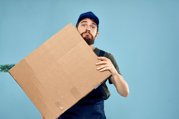 man with cardboard box