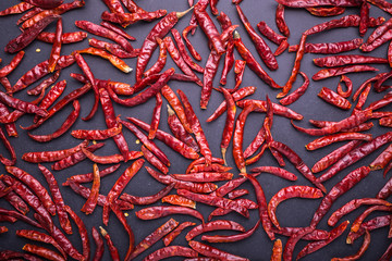 Top view dry red hot chilli