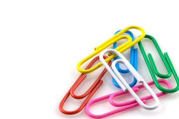 Colorful paperclips isolated