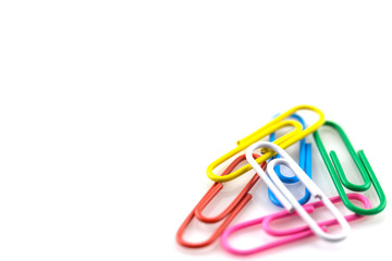 Colorful paperclips isolated