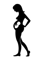 pregnant woman with baby icon vector illustration 