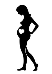 pregnant woman with heart icon vector illustration 