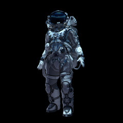 Astronaut in darkness. Mixed media