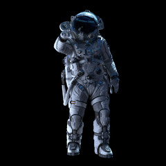 Astronaut in darkness. Mixed media