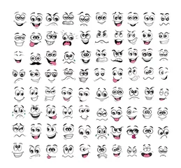 Tuinposter face expression set cartoon. emotion vector illustration © neapol