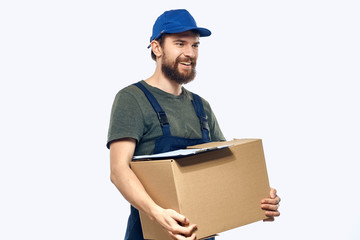 courier with box on an isolated background