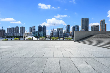 empty floor with modern business office building