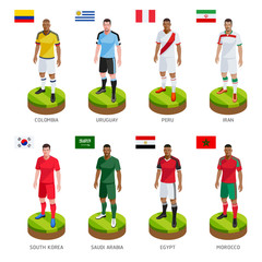 Group soccer football player jersey national world team. Vector Illustration.