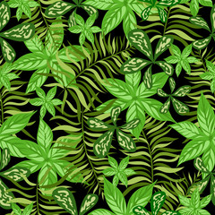 Naklejka na ściany i meble tropical leaves.seamless pattern