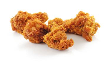 Spicy fried chicken isolated on white background