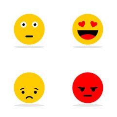 A set of smileys. A crusty, happy, angry face. Yellow face with emotions. Facial expression