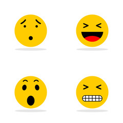 A set of smileys. A crusty, happy, angry face. Yellow face with emotions. Facial expression