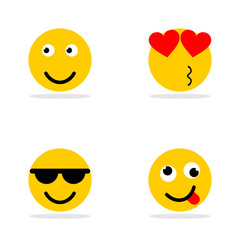A set of smileys. A crusty, happy, angry face. Yellow face with emotions. Facial expression