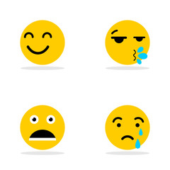 A set of smileys. A crusty, happy, angry face. Yellow face with emotions. Facial expression