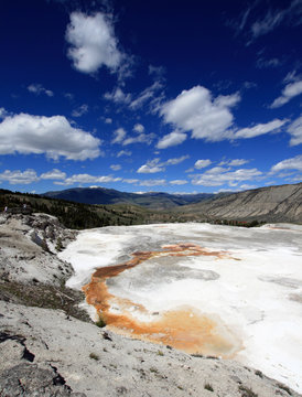 Mammoth Hot Springs Lower Terrace in Yellowstone National Park in Wyoming United States